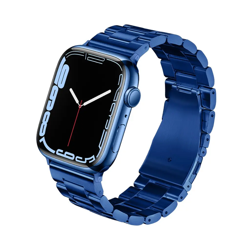 Ремінець металевий Hoco iWatch WA10 three-bead 42/ 44/ 45/ 49 mm синій - фото 3