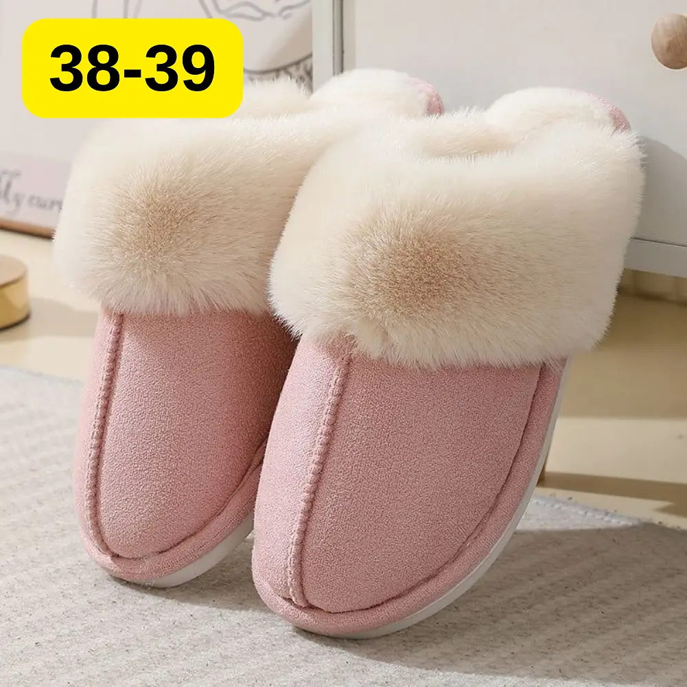 Жіночі домашні капці з хутром Slippers теплі м’які закриті тапочки для дому 38-39 рожевий KT8003832 - фото 2