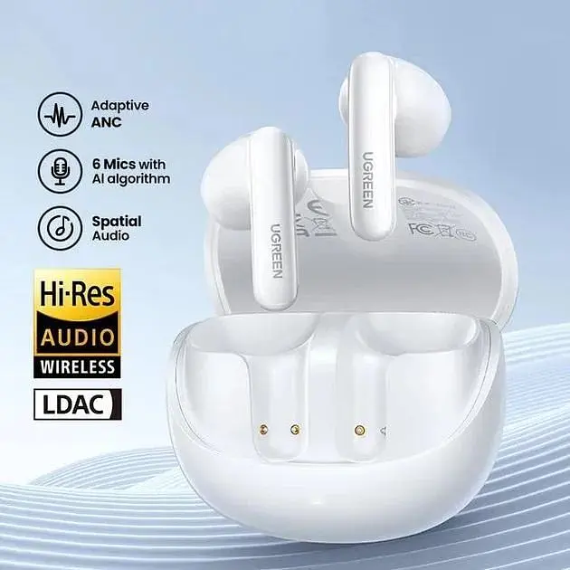 Наушники беспроводные Ugreen HiTune H6 Pro Hybrid ANC Earbuds (35873) белые - фото 2