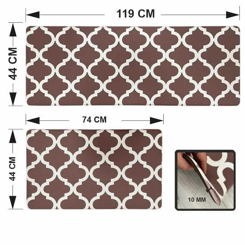 Коврики кухонные набор Lovely Svi 2 шт: 44x74 x1 см и 44 x119 x1см Коричневый - фото 2