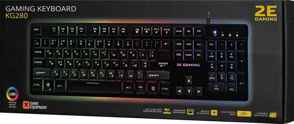 Клавиатура 2E Gaming KG280 LED USB Black Ukr [2E-KG280UB] [74244] - фото 8
