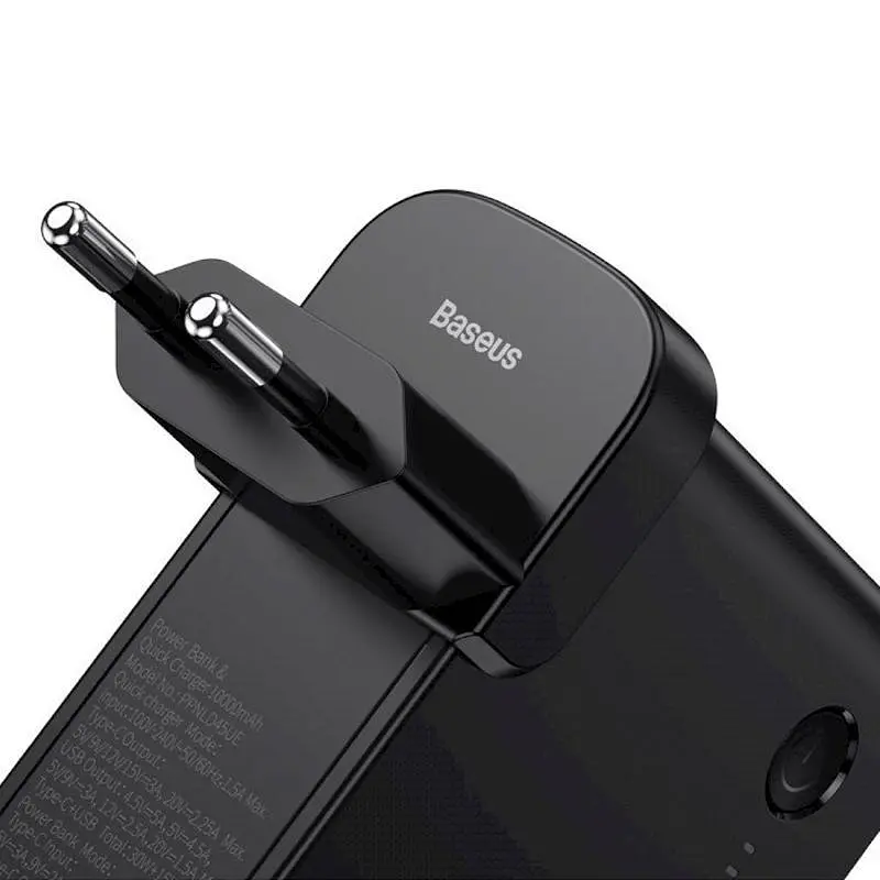 Сетевое зарядное устройство Baseus Power Station 1USB 2 in 1 QC 3A + Cable Type-C with Power Bank 10000mAh PPNLD-C01 Black - фото 5