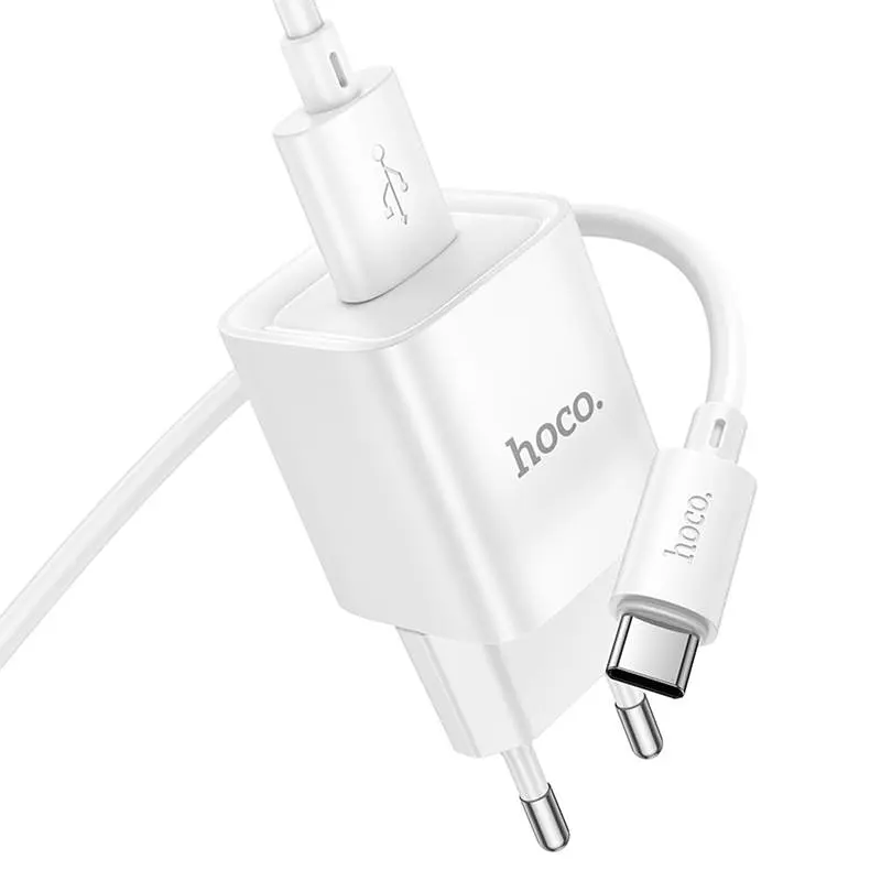 МЗП Hoco C145A Charm QC3.0 18W (1USB-A) + кабель USB to Type-C White - фото 4