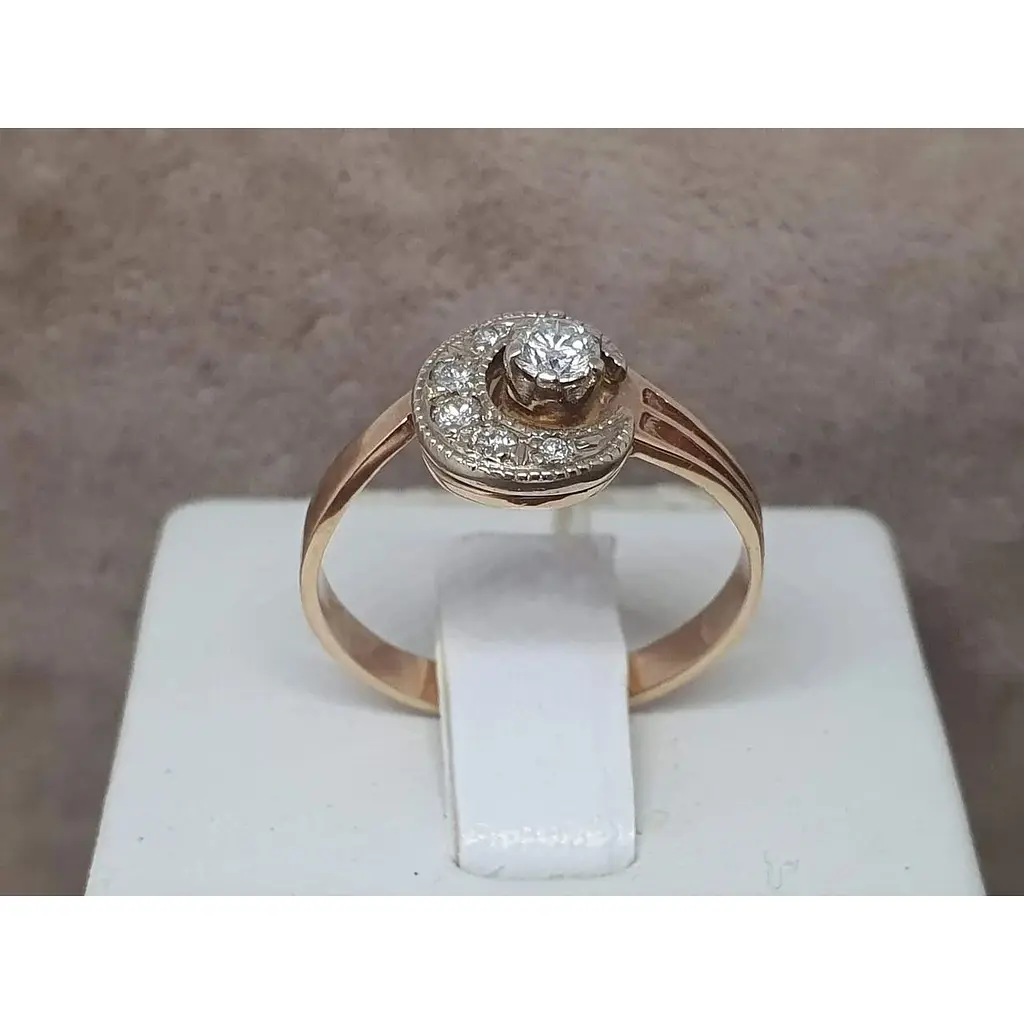 Золоте кільце ЮЗ "Багет" з діамантами. 9В410162536/14 18 - фото 5