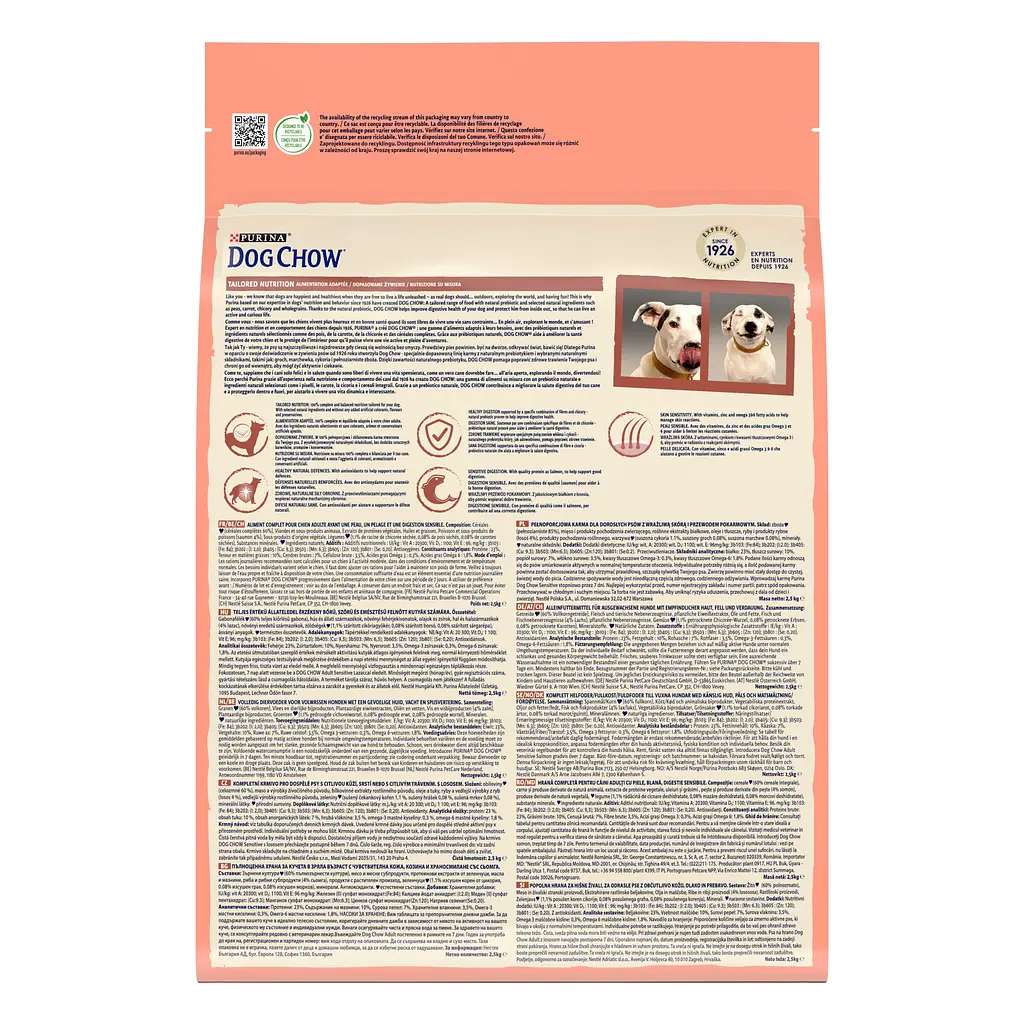 Сухий корм для собак з чутливим травленням Dog Chow Sensitive Adult 1+, з лососем, 2,5 кг - фото 3