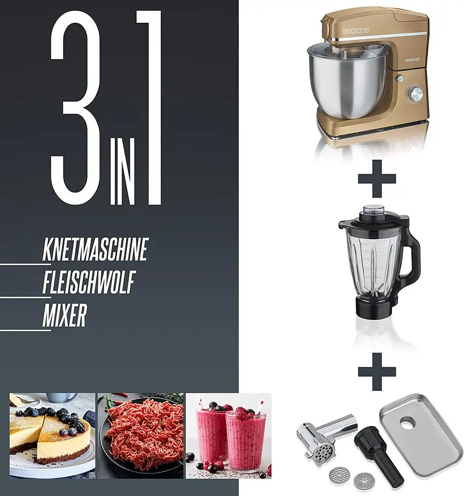 Кухонний комбайн-тестоміс 3 у 1 Heinrich's HKM 8083 Gold 10 л - фото 9