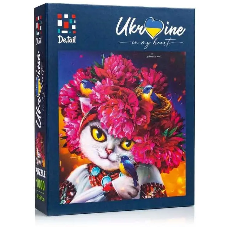 Пазли VLADI TOYS "White cat in the pink wreath " DT1000-05