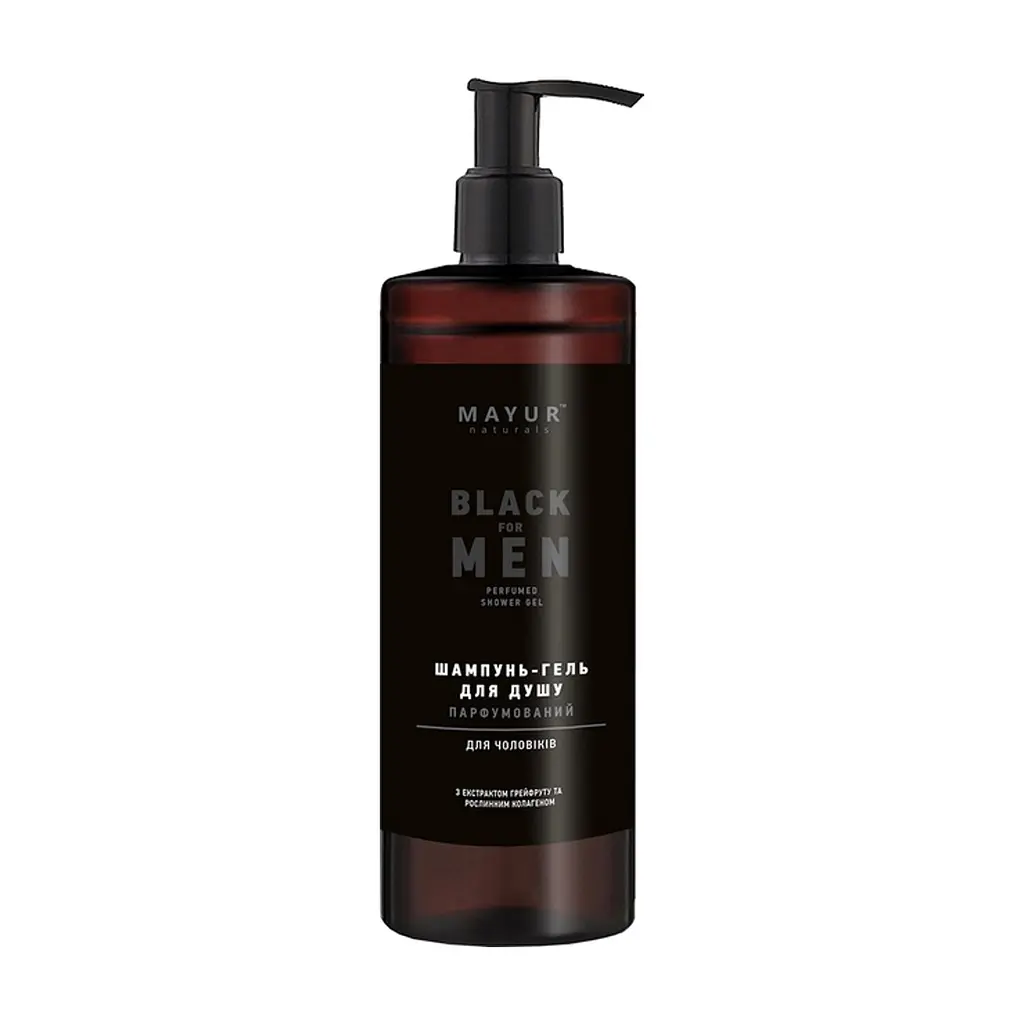 Гель для душу Mayur Black For Men парфумований для чоловіків 3 в 1 200 мл (4820230954999)