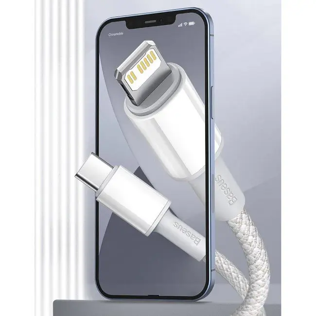 Кабель Baseus High Density Braided Fast Charging Cable Type-C to Lightning PD 20W 2m CATLGD-A02 White - фото 6