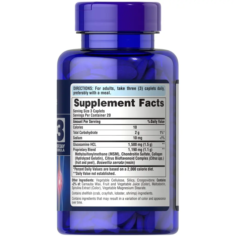 Препарат для суглобів і зв'язок Puritan's Pride Chondroitin Glucosamine MSM 3 Per Day Formula, 60 каплет - фото 2