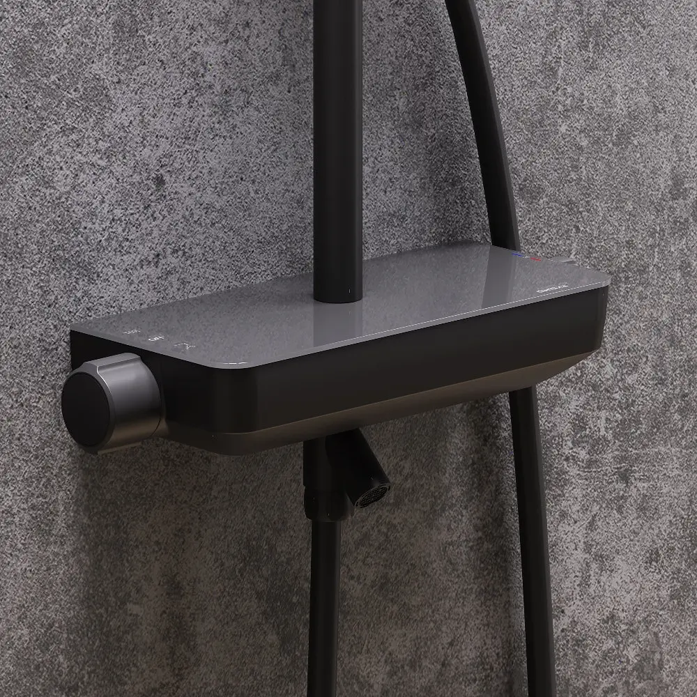 Душова система з термостатом і виливом Damixa Scandinavian Pure з полицею black 936760300 - фото 4