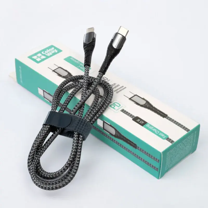 Дата кабель USB-C to USB-C 2.0m PD Fast Charging 65W 3A grey ColorWay (CW-CBPDCC039-GR) - фото 10