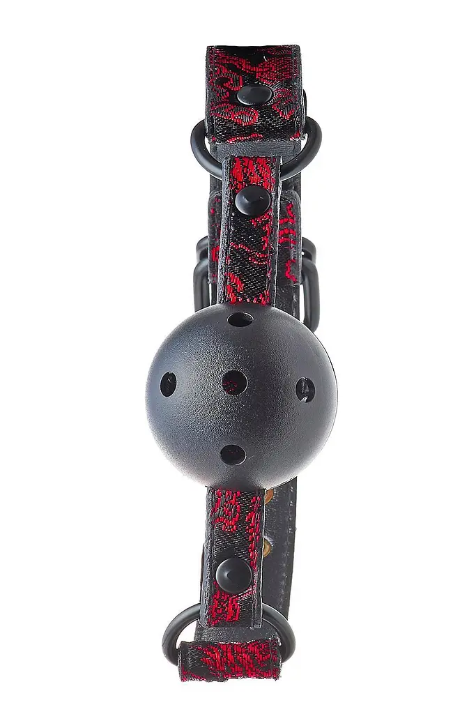 Кляп Dreamtoys Blaze Deluxe Breathable Ball Gag 4.7 см черный с красным - фото 5