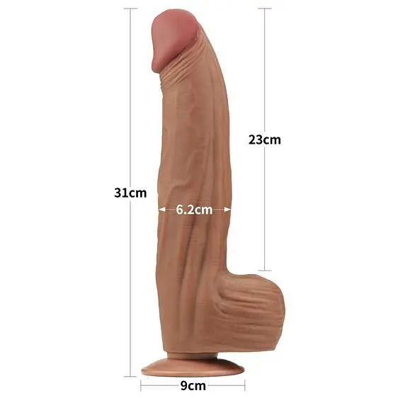 Фалоімітатор - Sliding-Skin Dual Layer Dong 12" Brown - фото 3