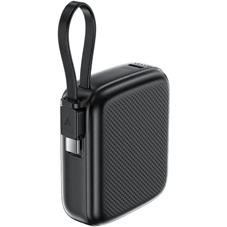 Універсальна мобільна батарея Acefast 10000mAh 20W PD,QC3.0 USB-C In/Out with build Type-C cable M15 Black (6974316283973) - фото 6