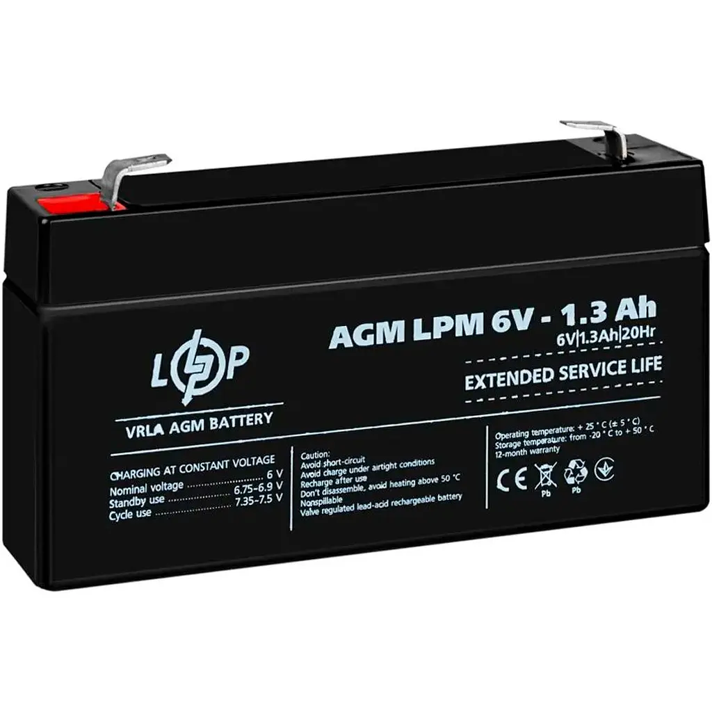 Акумулятор LogicPower AGM 6V (6V/1.3Ah/7.8Wh) (4157) [109169] - фото 4
