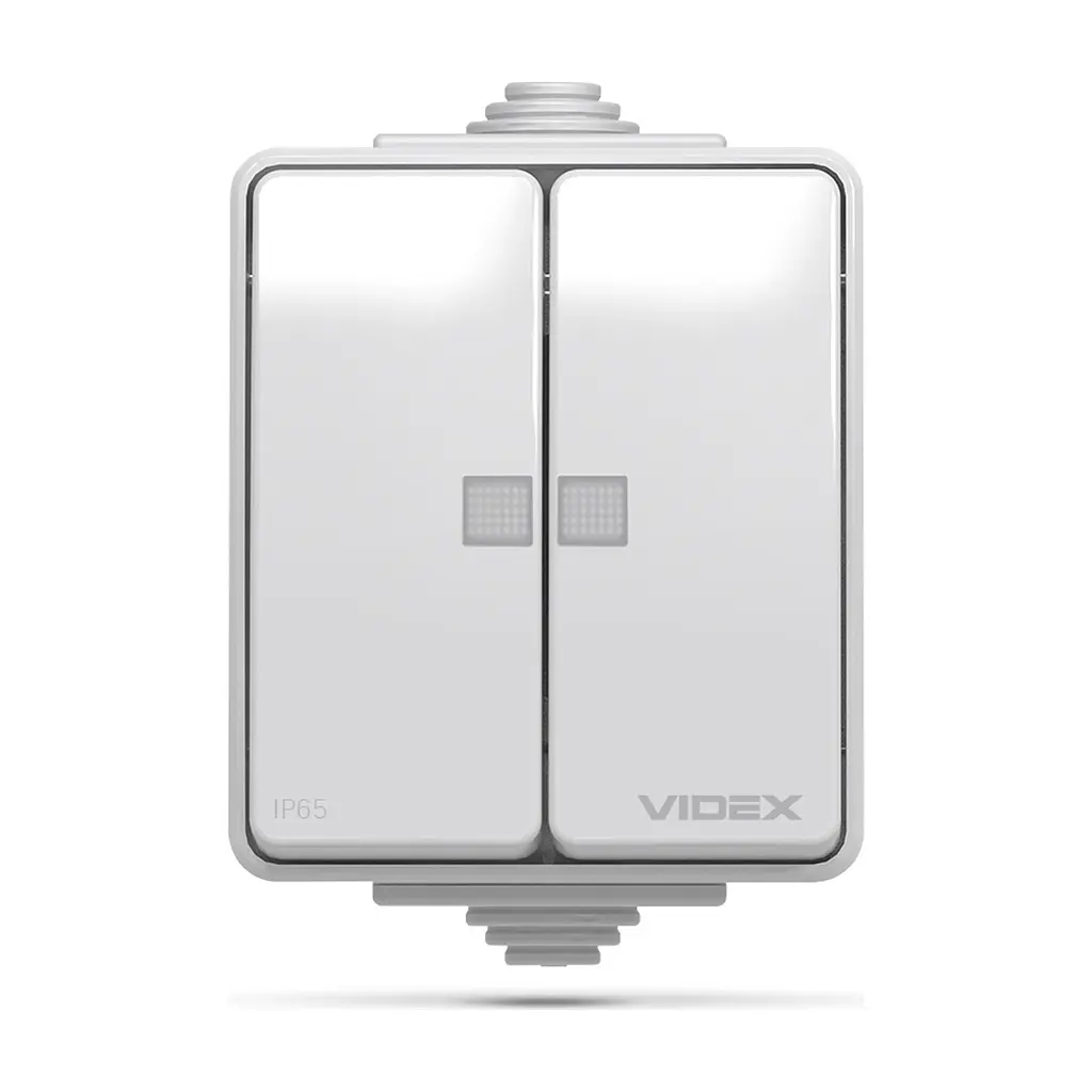 Вимикач Videx BINERA IP65 зовнішній 2кл з підсвічуванням (BINERA IP65 наружный 2кл с подсветкой) - фото 2