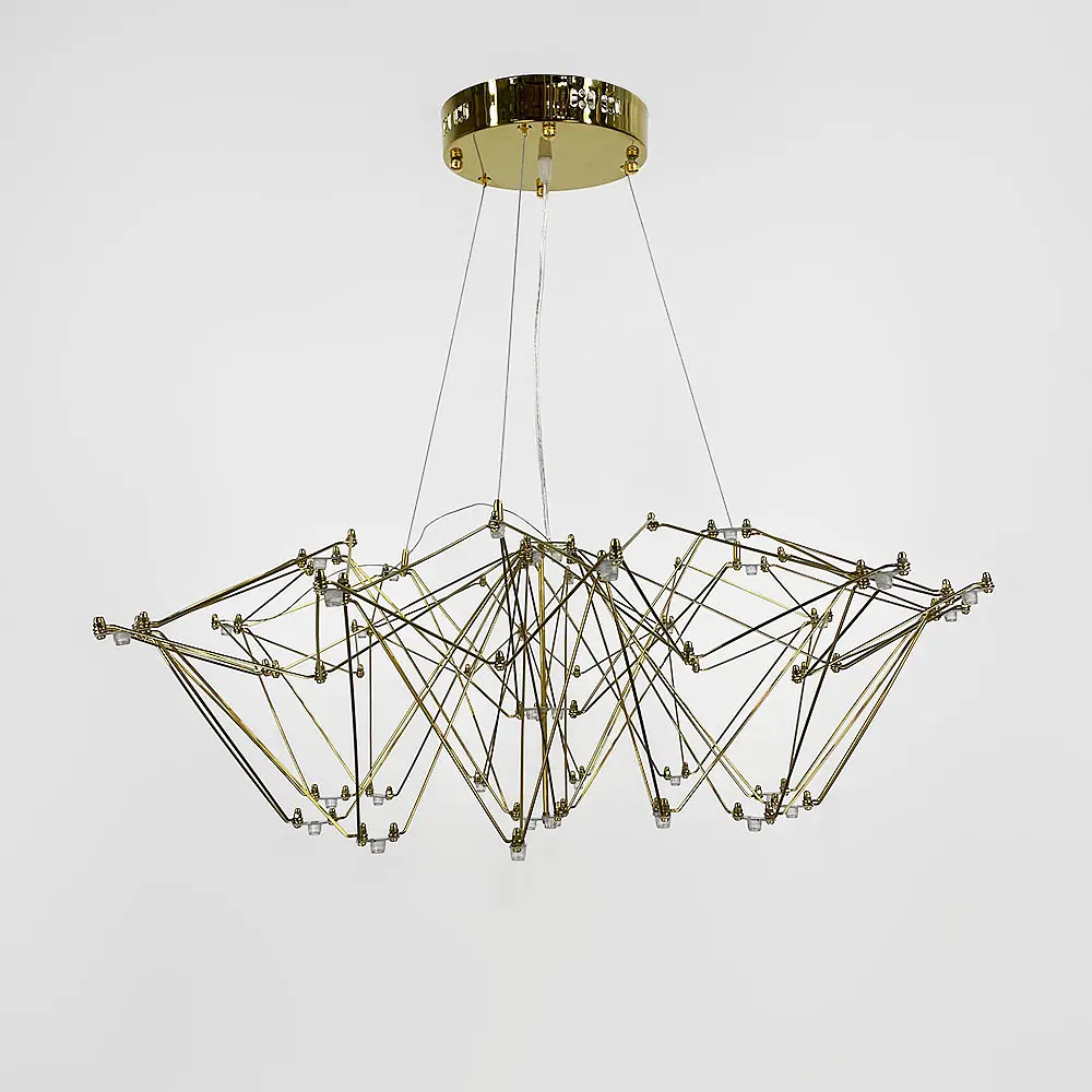 Невесомая золотая люстра Ø 80 см Ст. MJ 206-800 Titanium | Line F - фото 8