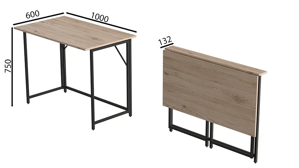 Стол раскладной Морис Ferrum-decor 750x1000x600 Черный металл ДСП Дуб Сан-Марино 16 мм (FRD-104670) - фото 7