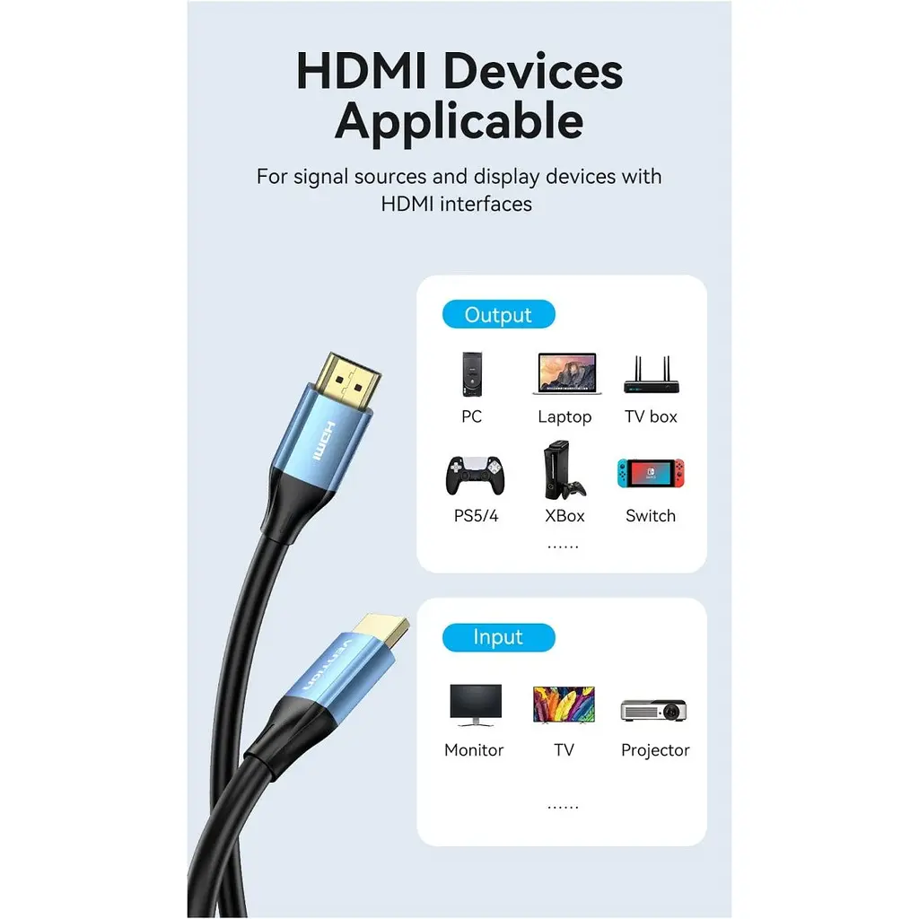 Кабель Vention HDMI to HDMI V2.0 2m Blue (ALHSH) [170516] - фото 4