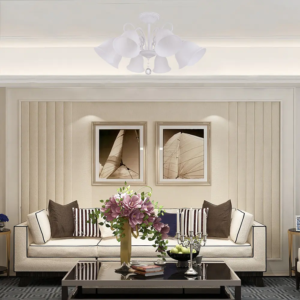 Люстра потолочная Brille в спальню E27 60W WH (LK-686C/8) - фото 6