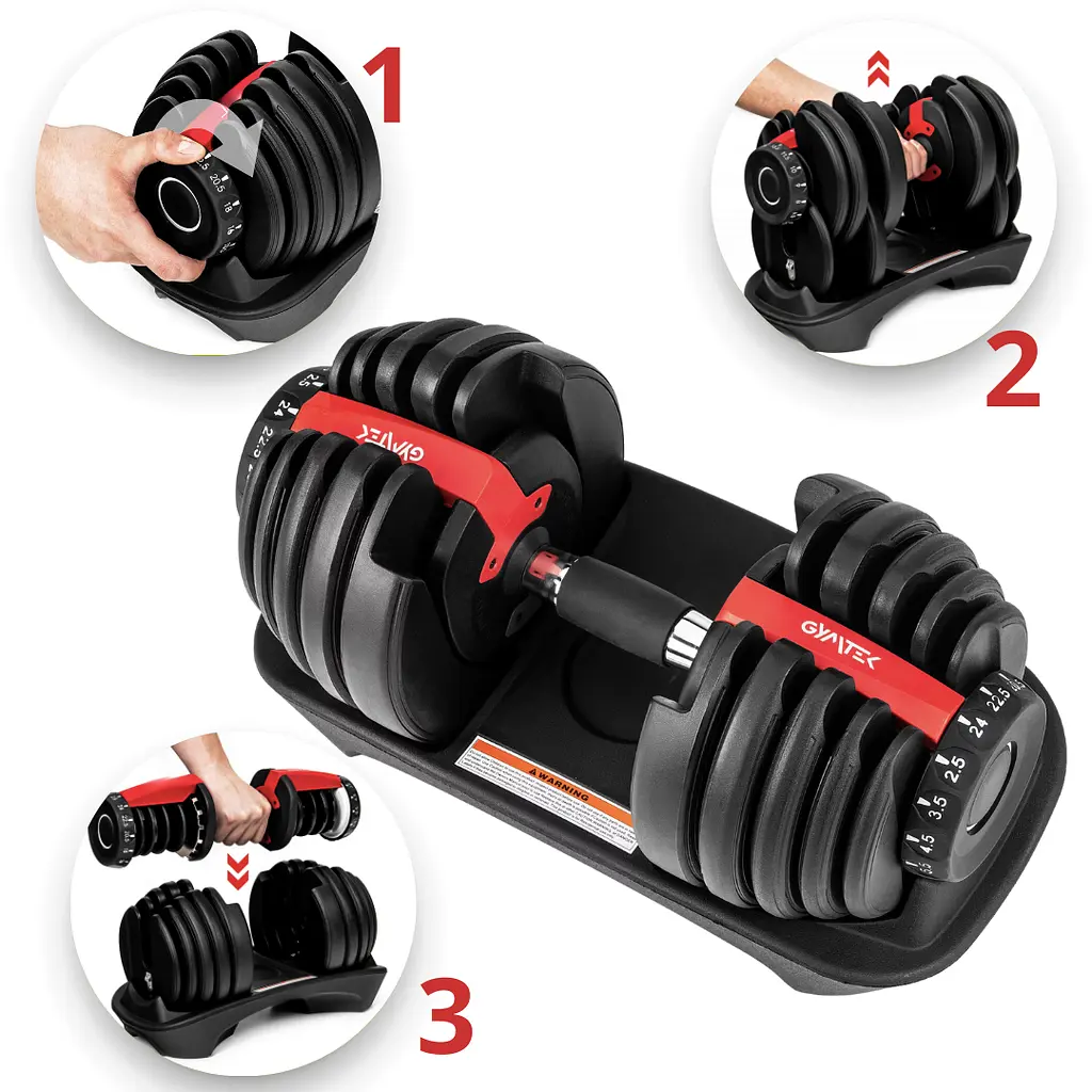 Гантель розбірна регульована Gymtek 2,5-24кг червоний - фото 14