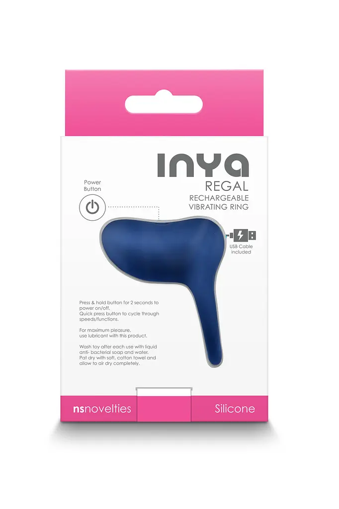 Виброкольцо для пар NS Novelties INYA Regal Blue силиконовое эрекционное кольцо, водозащита, аккумулятор - фото 4