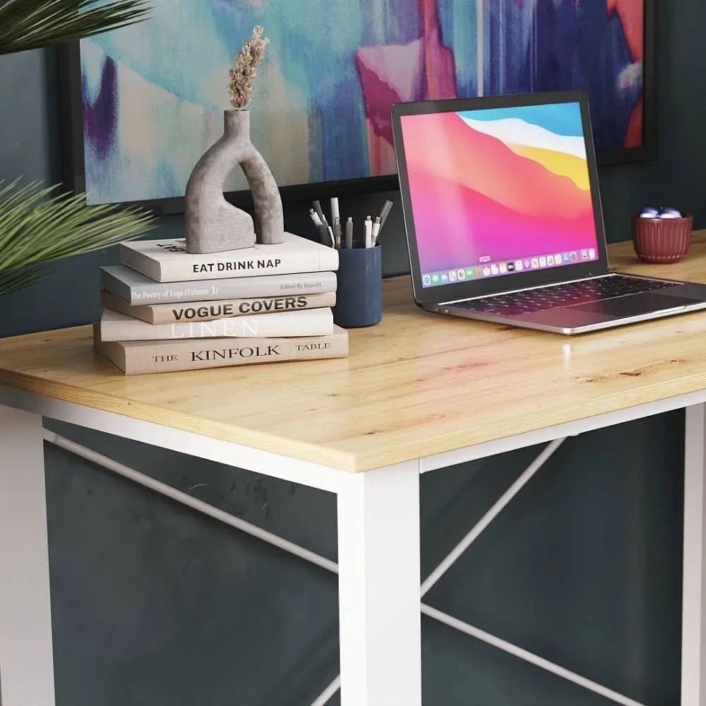 Письмовий стіл Ferrum-decor Драйв 750x1200x700 Білий метал ДСП Дуб Артізан 16 мм (FRD-103190) - фото 2