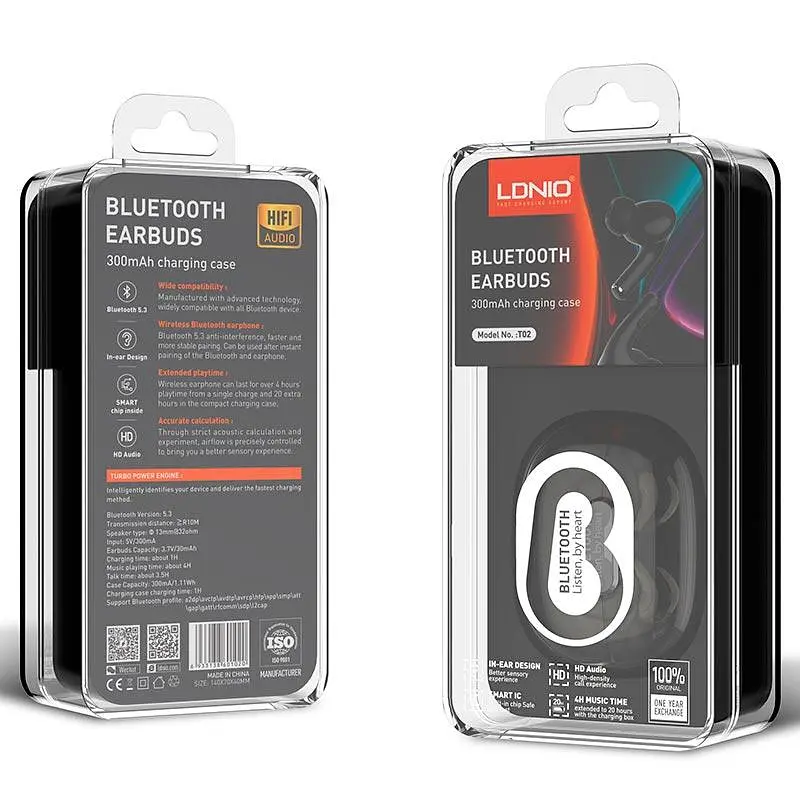 Наушники Ldnio T02 TWS HD Audio BT Earbuds |BT5.3, 30/300mAh, 4h| black - фото 3