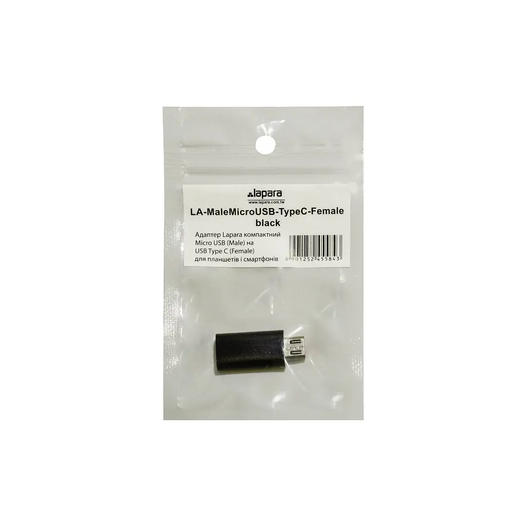 Перехідник Lapara Micro USB Male to USB 3.1 Type-C Female black (LA-MaleMicroUSB-TypeC-Female black) - фото 3