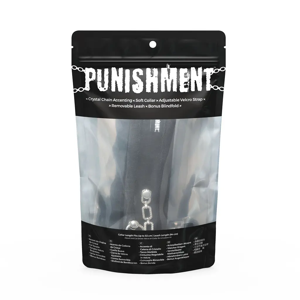 Нашийник із повідцем Punishment – Crystal Collar & Leash – Black, оздоблений кристалами, знімний повідець - фото 4
