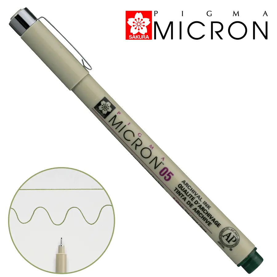 Лінер Sakura PIGMA MICRON (0.5), 0,45 мм темно-зелений