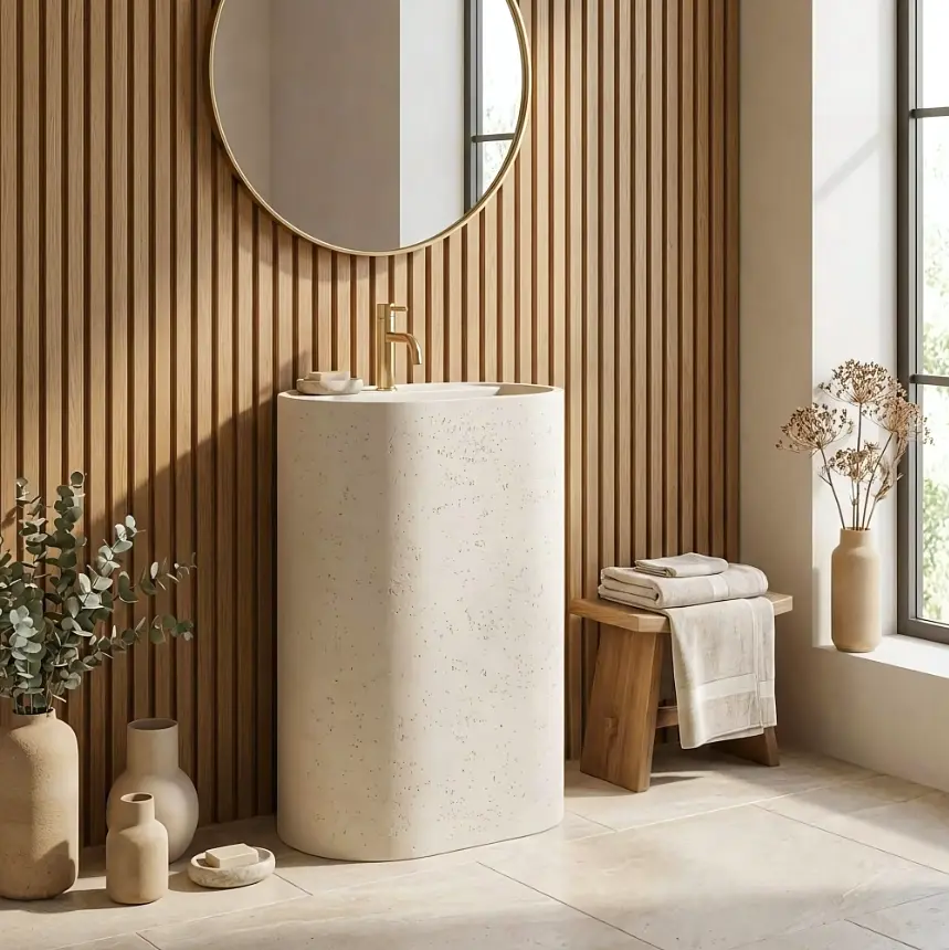 Умивальник Rea Salento підлоговий 60x38 см бежевий матовий REA-U0606 - фото 6