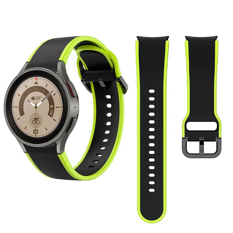 Браслет Double Line для Samsung Galaxy Watch 6 Classic 43mm 6 Classic 47mm - чорно-зелений ширина кріплення 20мм силікон Watchbands (W12-5WB81966105) - фото 5