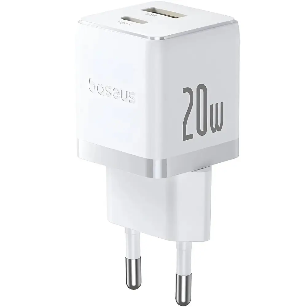Сітчасте зарядне пристрій Baseus Palm Fast Charger C+U 20W EU Moon білий - фото 3