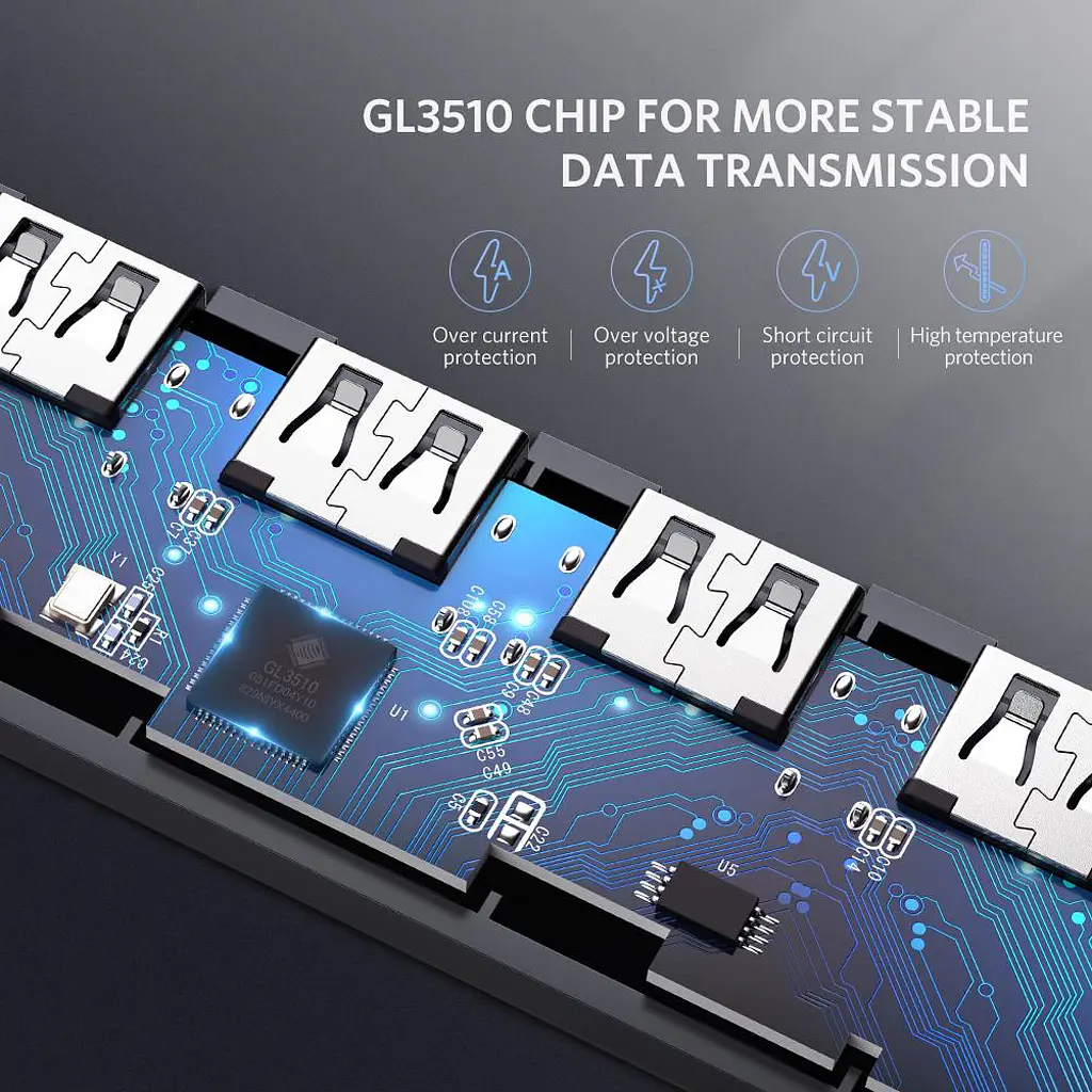 USB Hub UGREEN 4-port 15см USB 3.0 Активний, Metal Plated Shell, Ultra Slim CM219 Сірий - фото 5