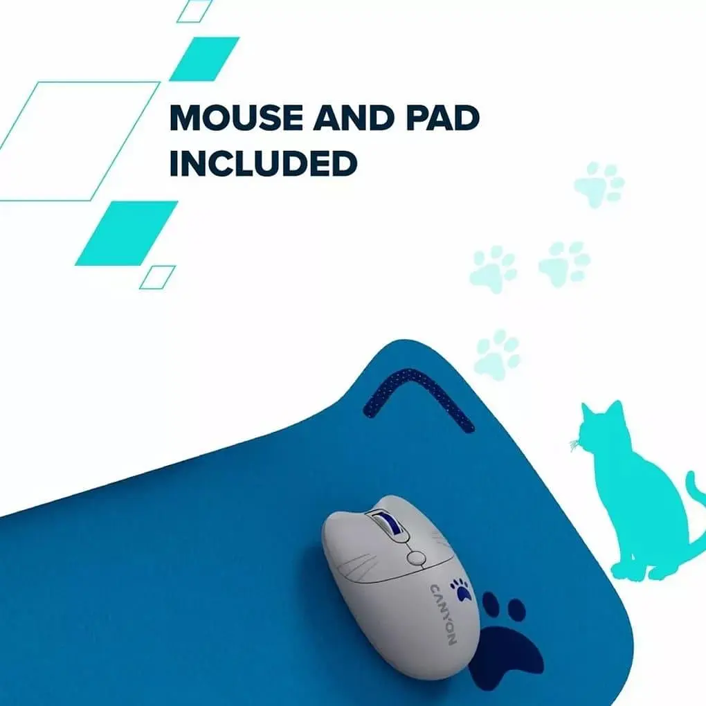 Комплект (Клавіатура та Миша) CANYON HSET-W6 EN Kitty Edition AAA+АА Wireless Blue - фото 8