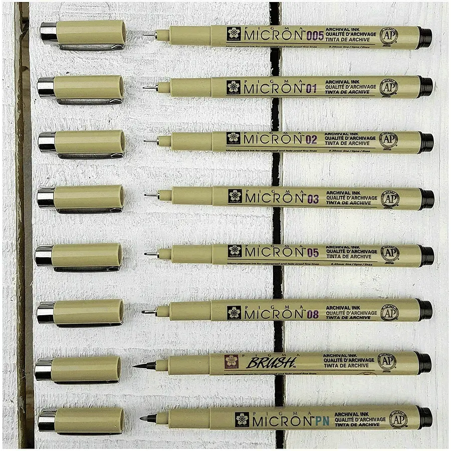 Набір лінерів Pigma Micron 6 шт + 1 лінер-пензель Pigma Brush + Pigma Micron PN в подарунок Sakura - фото 6