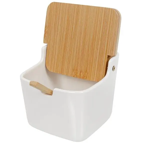 Солонка з бамбуковою ложкою Lefard 9.5х9х9.5 см (944-070) - фото 2