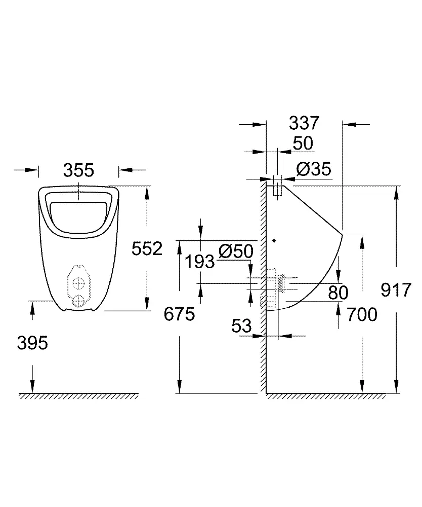 Пісуар Grohe Bau Ceramic впуск зверху 39439000, Білий - фото 2