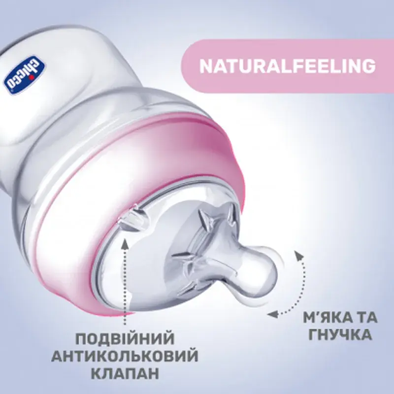 Пляшечка для годування Chicco Natural Feeling Color 150 мл 0 м + Блакитна (81311.20) - фото 3