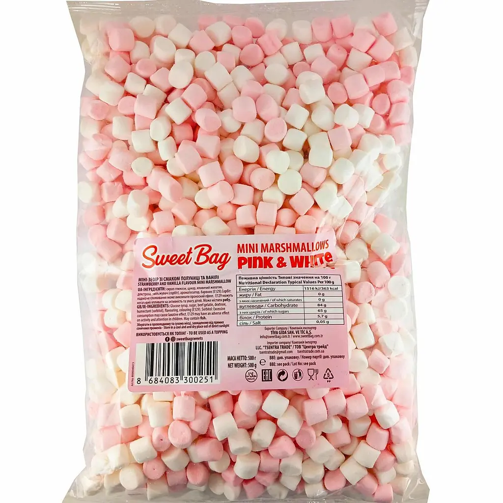 Маршмеллоу Sweet Bag Mini Marshmallow Pink & White 500 г