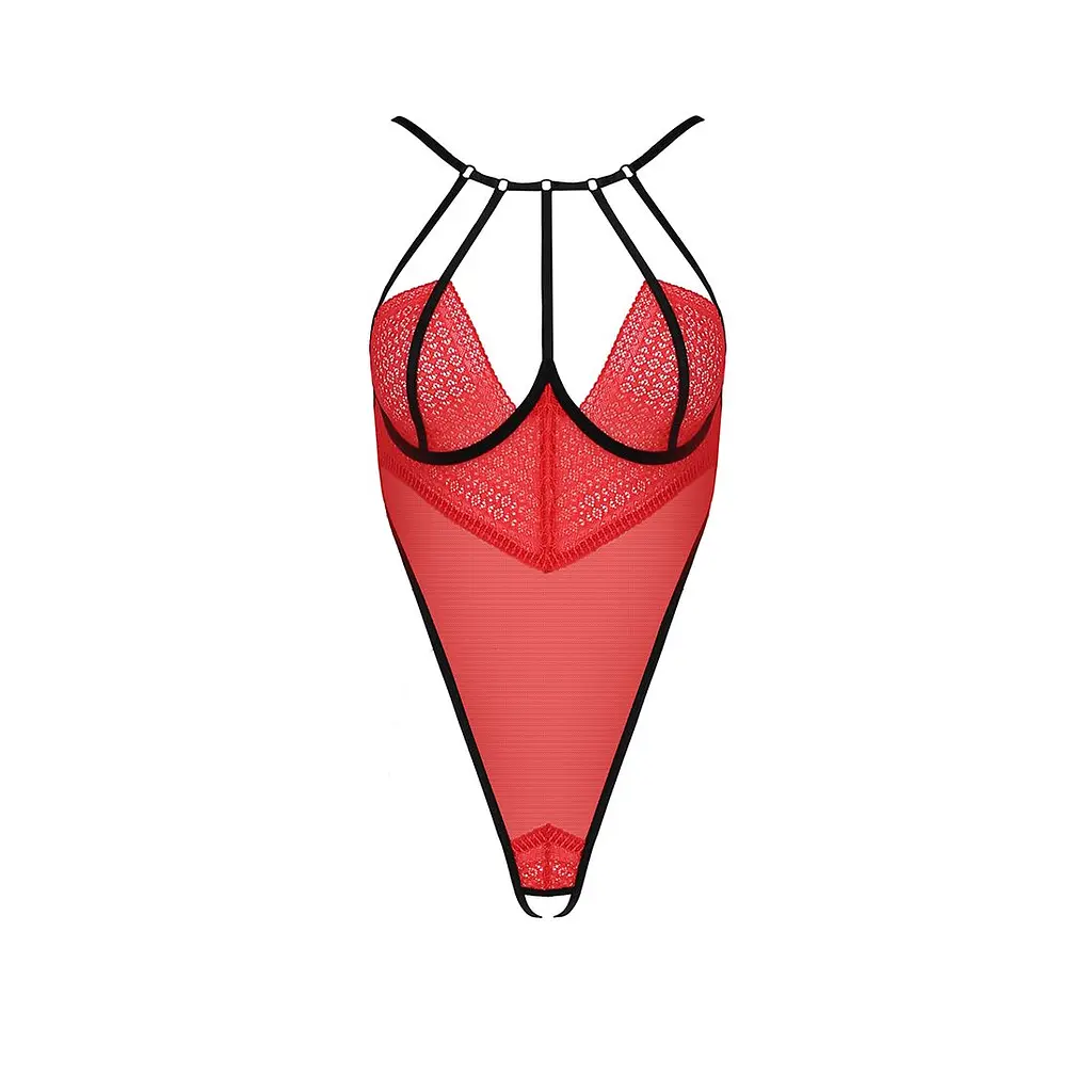Боді з високим вирізом стегна Passion Exclusive AKITA BODY XXL/XXXL, red - фото 5