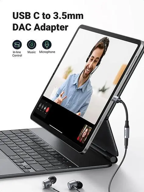 Перехідник USB Type-C для 3.5 mm Ugreen AV161 з DAC chip аудіоадаптер для навушників Space Grey (80154) - фото 4