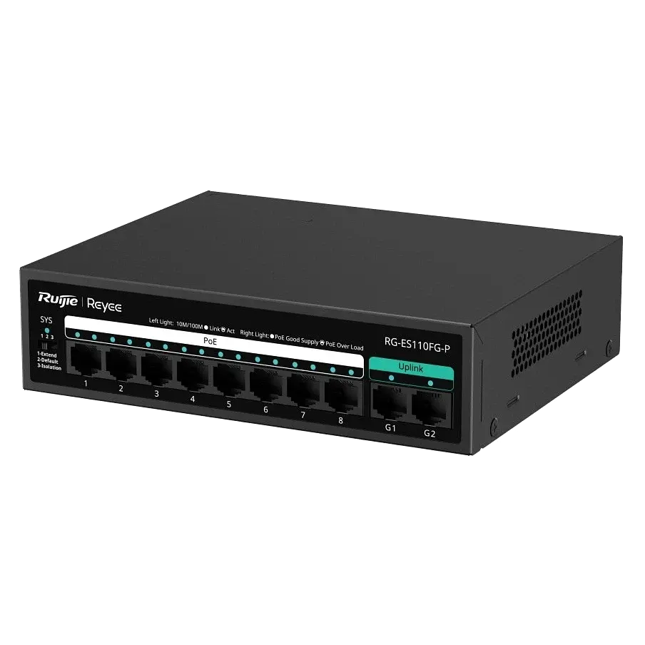 Комутатор Ruijie Reyee 10 портів некерований PoE (RG-ES110FG-P) - фото 2