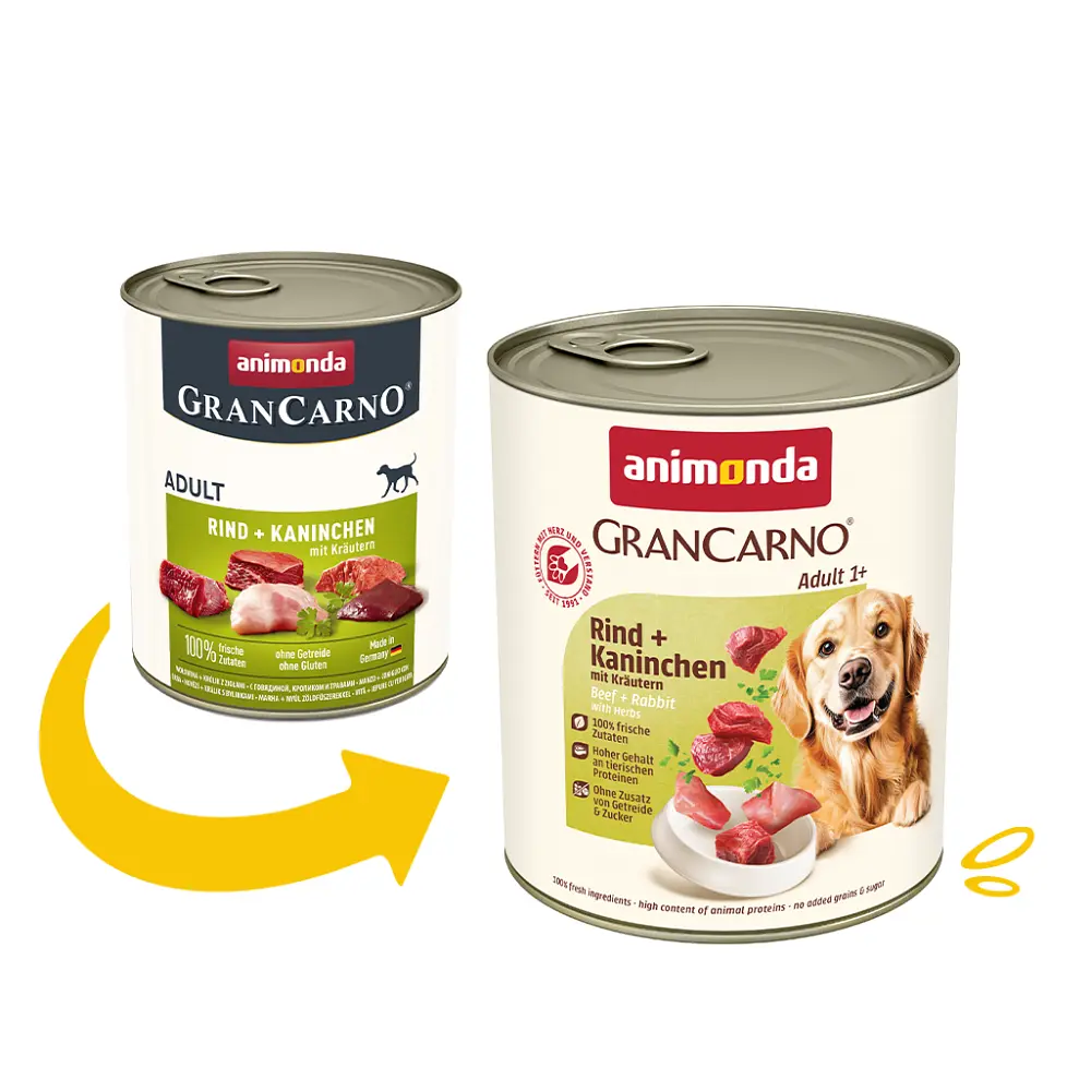 Вологий корм для собак Animonda Gran Carno Adult Beef + Rabbit with Herbs з яловичиною, кроликом та травами 800 г (арт.AM-82767) - фото 2
