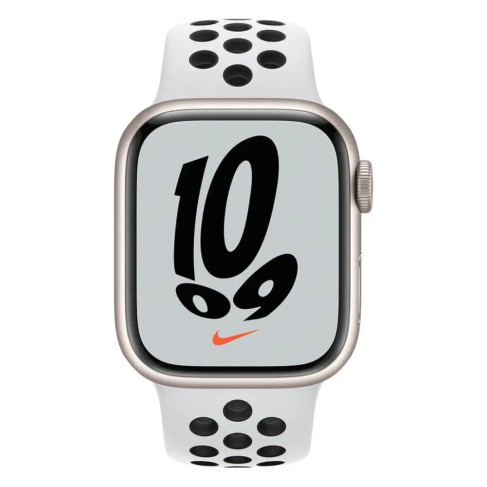 Смарт-часы Apple Watch Nike Series 7 GPS 45mm Starlight Aluminum Case with Pure Platinum/Black Nike Sport Band (MKNA3) [65347] - фото 2