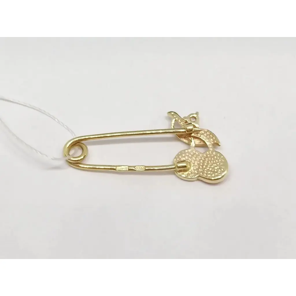 Золота брошка-шпилька Імперія золота Вишеньки з емаллю і фіанітом. БШ072И - фото 3