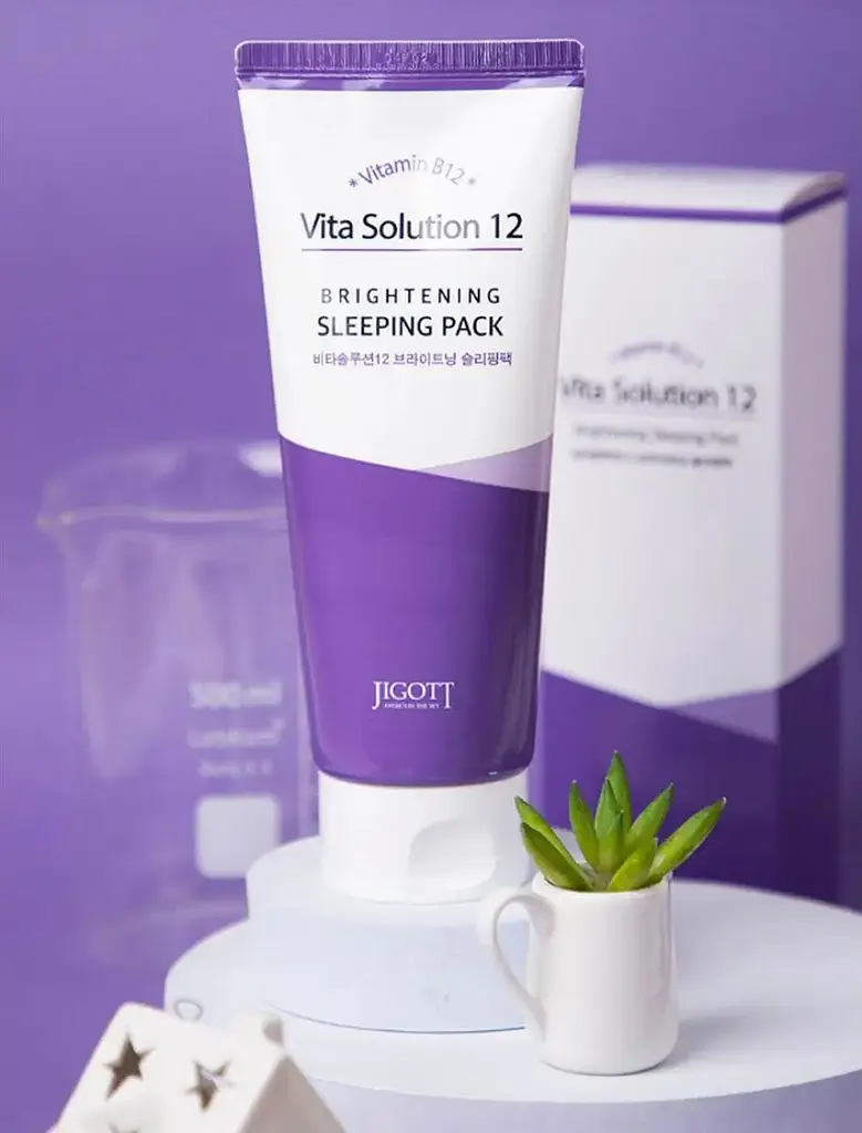 Освітлююча нічна маска Vita Solution 12 Brightening Sleeping Pack Jigott 180 мл - фото 3