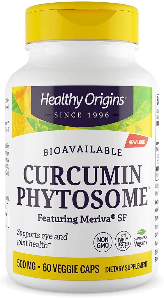 Куркумін, Curcumin Phytosome, фітосоми куркуміну за участю Meriva SF, 500 мг, 60 в Healthy Origins vit0001606